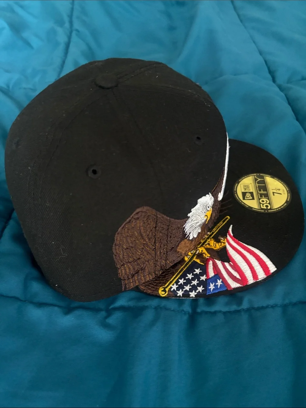 New Era Black Atlanta 'A' Eagle & Flag 59FIFTY Fitted Cap